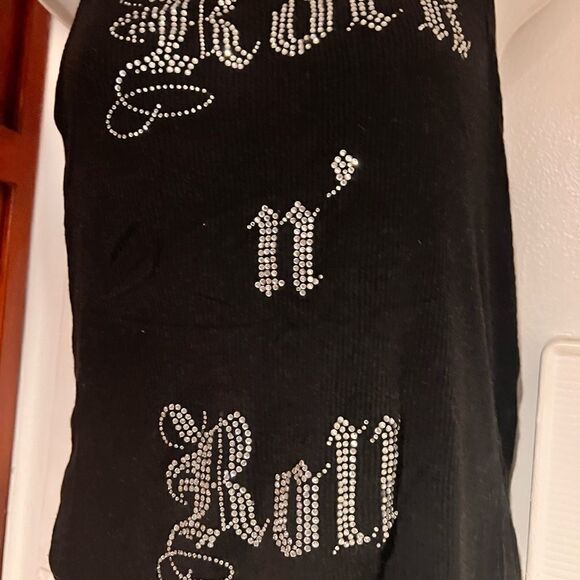 Tank Top rock in roll wings beaded crystal sequin gems stones guitar - Picture 2 of 5